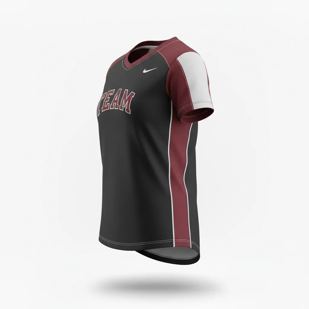 Custom Softball Short Sleeve T Shirt - Custom Design - Trainingtee Blackredwhite - Side View - Kinexa Sportswear