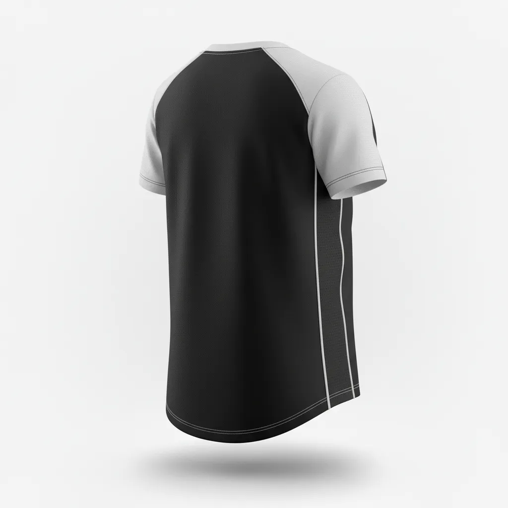 Custom Softball Short Sleeve T Shirt - Custom Design - Trainingtee Blacksilverwhite - Back View - Kinexa Sportswear