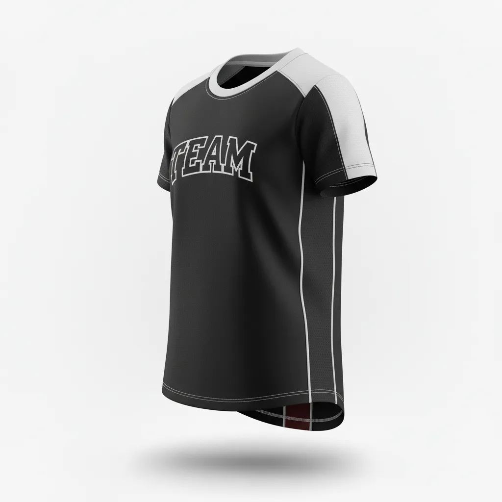 Custom Softball Short Sleeve T Shirt - Custom Design - Trainingtee Blacksilverwhite - Side View - Kinexa Sportswear