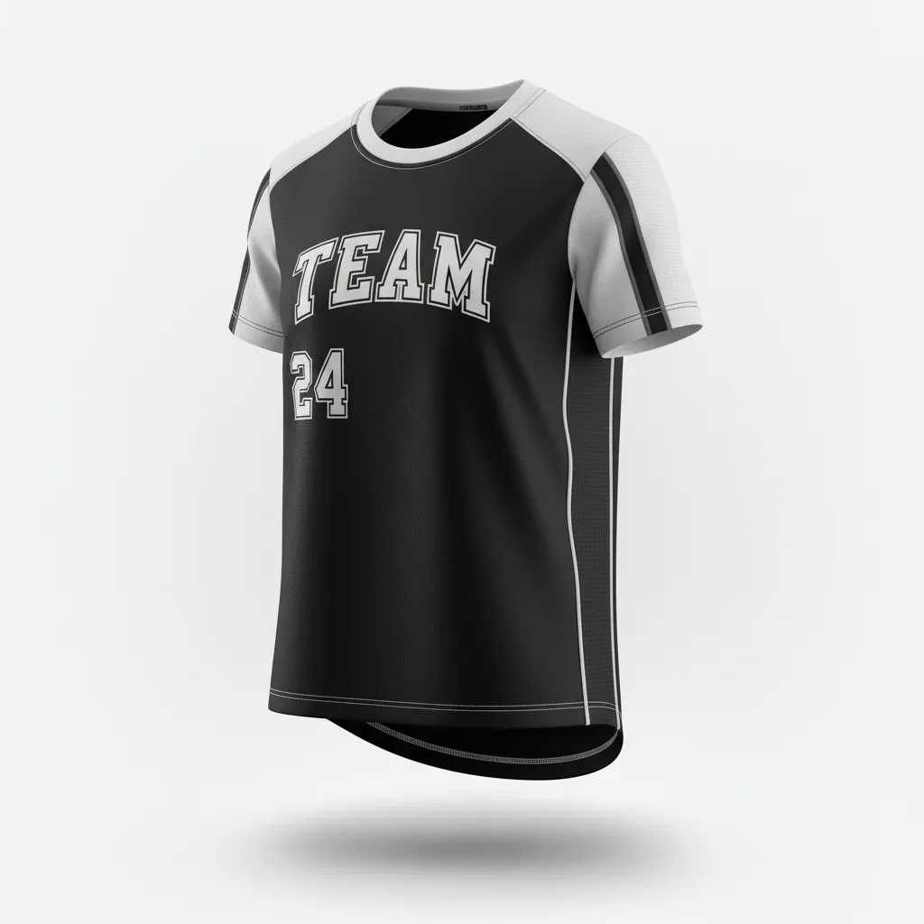 Custom Softball Short Sleeve T Shirt - Custom Design - Trainingtee Blackwhitegrey - Front View - Kinexa Sportswear