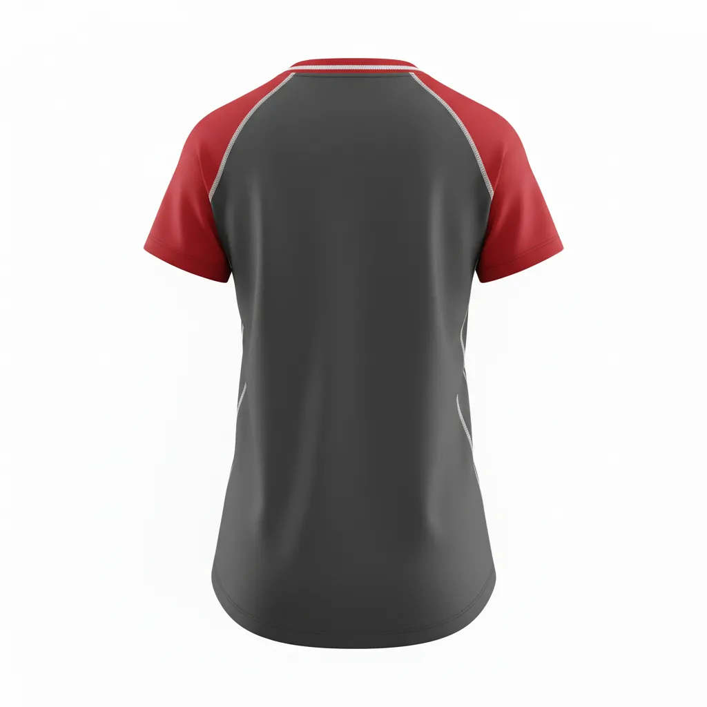 Custom Softball Short Sleeve T Shirt - Custom Design - Trainingtee Charcoalredwhite - Back View - Kinexa Sportswear