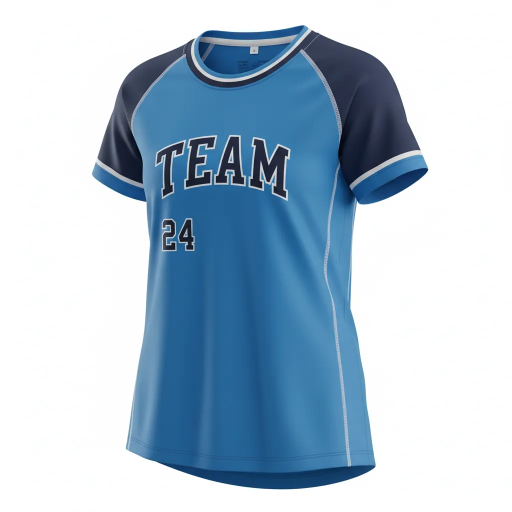 Custom Softball Short Sleeve T Shirt - Custom Design - Trainingtee Columbianavywhite - Front View - Kinexa Sportswear