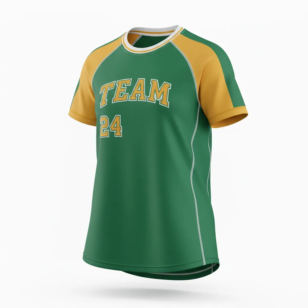 Custom Softball Short Sleeve T Shirt - Custom Design - Trainingtee Forestgoldwhite - Front View - Kinexa Sportswear
