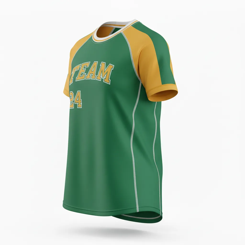 Custom Softball Short Sleeve T Shirt - Custom Design - Trainingtee Forestgoldwhite - Side View - Kinexa Sportswear