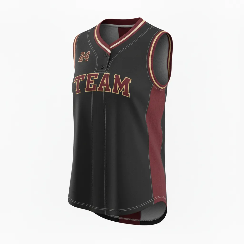 Custom Softball Sleeveless Softball Jersey - Custom Design - Sleevelessjersey Blackredwhite - Front View - Kinexa Sportswear
