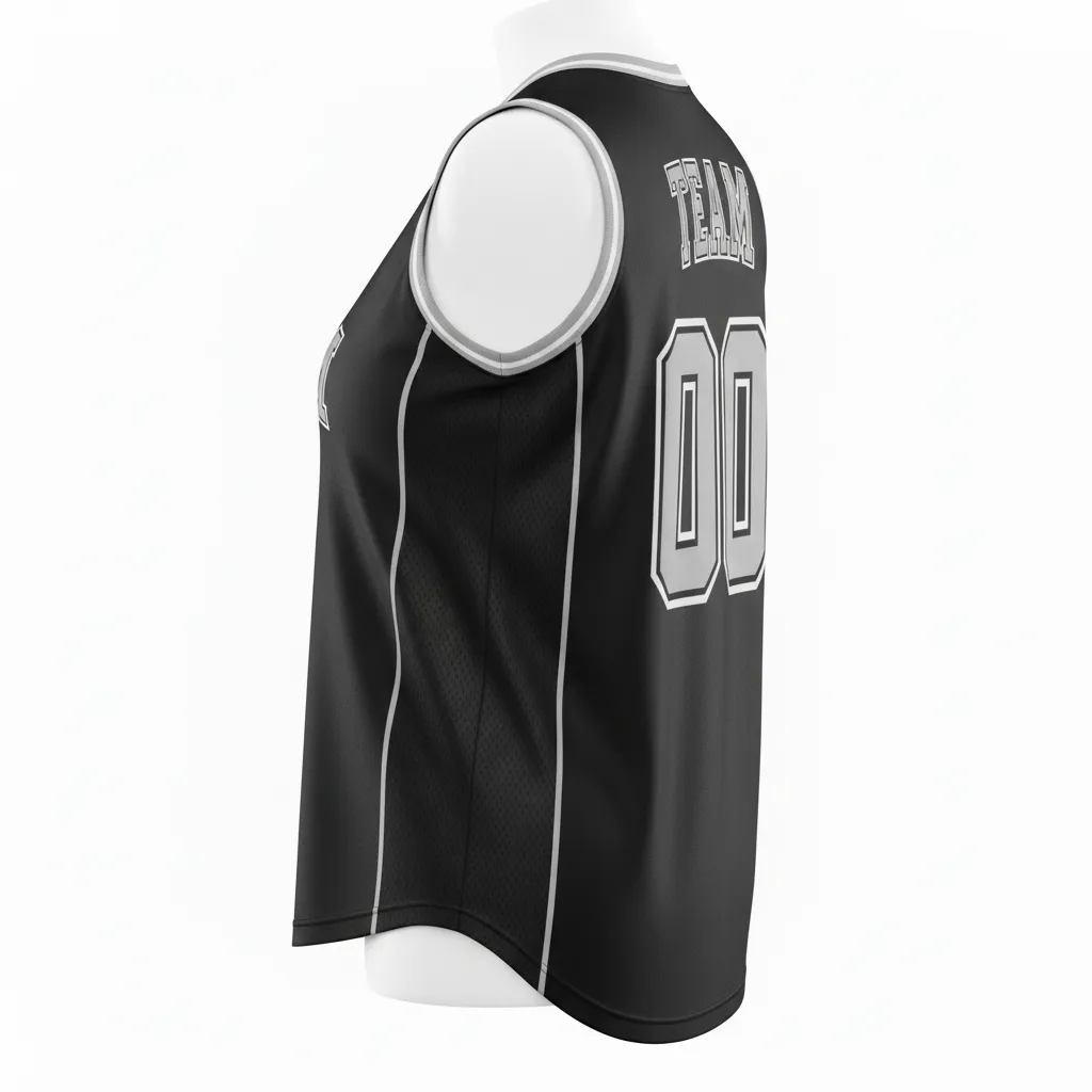 Custom Softball Sleeveless Softball Jersey - Custom Design - Sleevelessjersey Blacksilverwhite - Back View - Kinexa Sportswear
