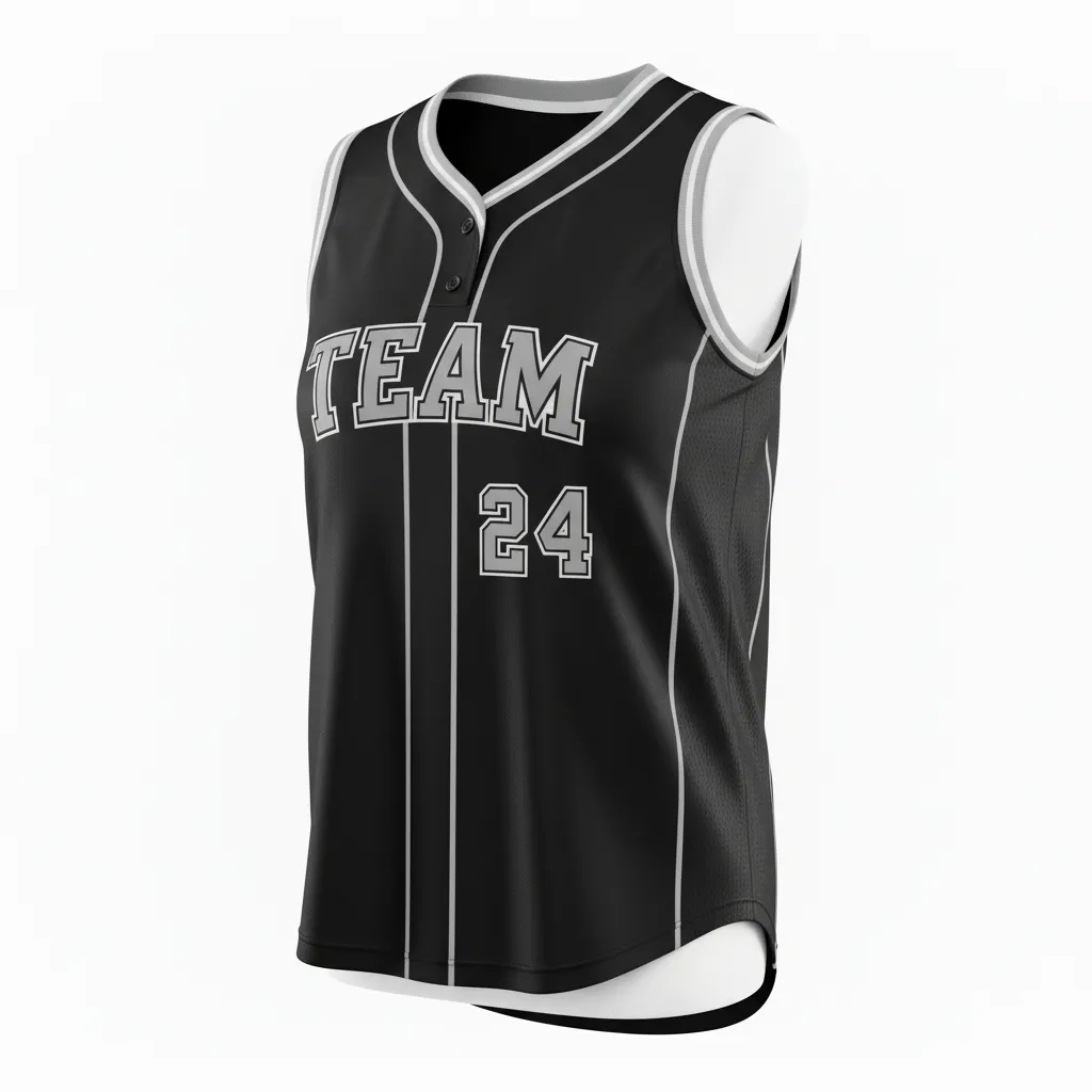 Custom Softball Sleeveless Softball Jersey - Custom Design - Sleevelessjersey Blackwhitegrey - Front View - Kinexa Sportswear