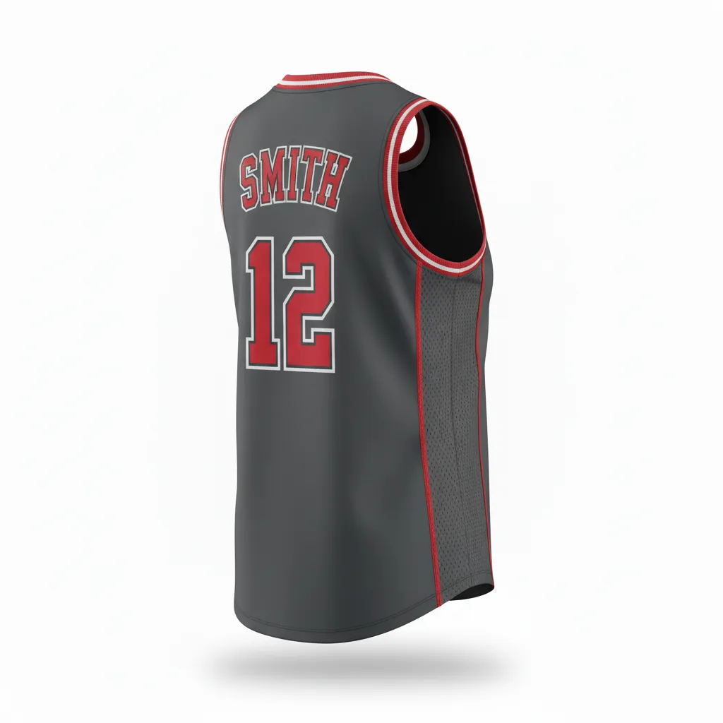Custom Softball Sleeveless Softball Jersey - Custom Design - Sleevelessjersey Charcoalredwhite - Back View - Kinexa Sportswear