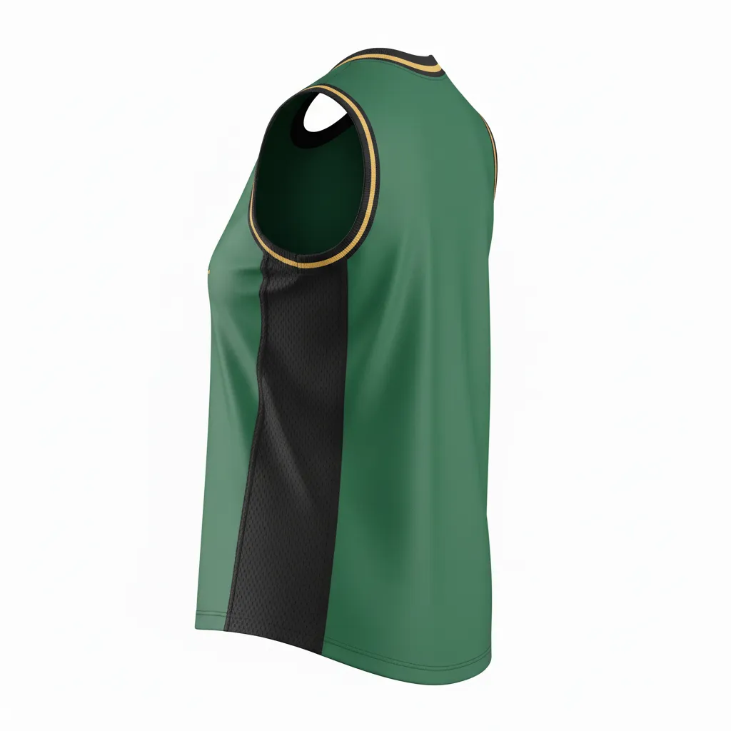 Custom Softball Sleeveless Softball Jersey - Custom Design - Sleevelessjersey Forestblackgold - Back View - Kinexa Sportswear