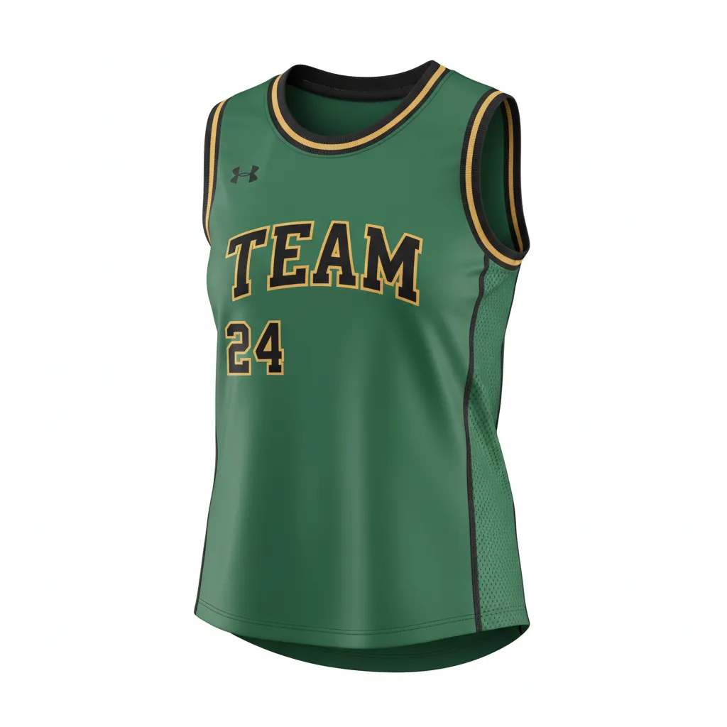 Custom Softball Sleeveless Softball Jersey - Custom Design - Sleevelessjersey Forestblackgold - Front View - Kinexa Sportswear