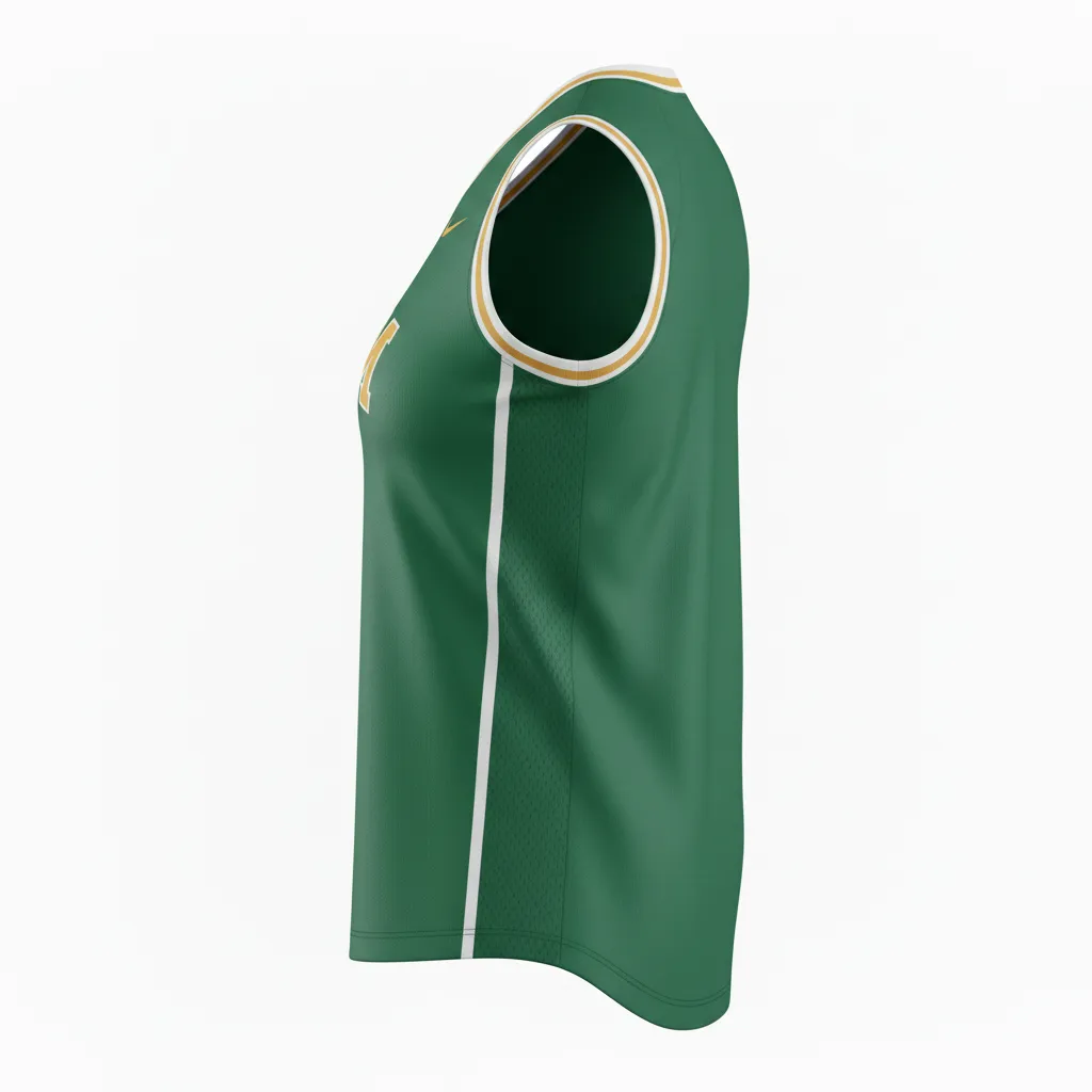 Custom Softball Sleeveless Softball Jersey - Custom Design - Sleevelessjersey Forestgoldwhite - Side View - Kinexa Sportswear
