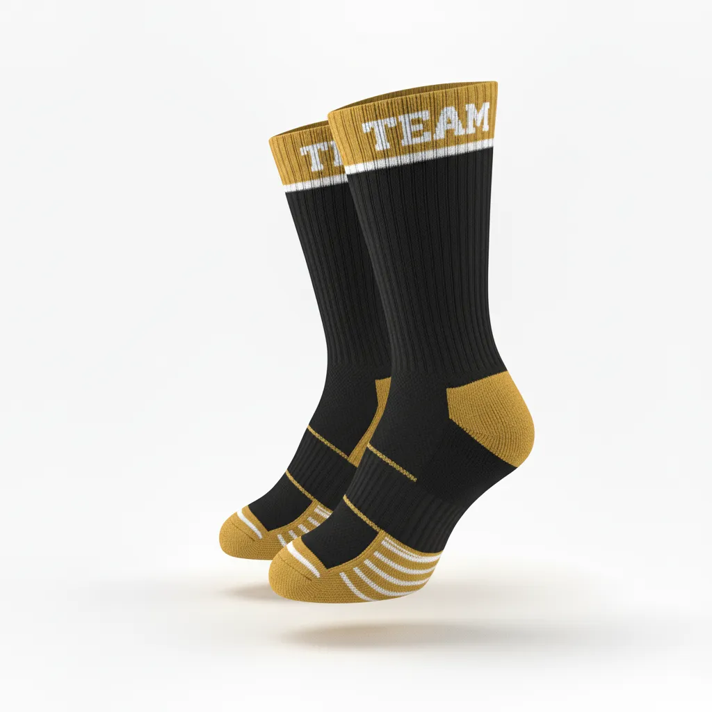 Custom Softball Socks - Custom Design - Crewsocks Blackgoldwhite - Front View - Kinexa Sportswear