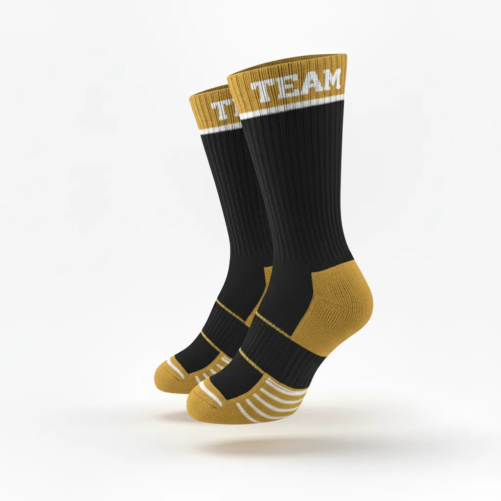 Custom Softball Socks - Custom Design - Crewsocks Blackgoldwhite - Side View - Kinexa Sportswear