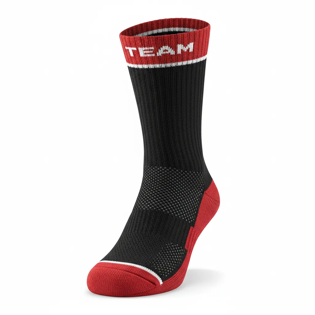 Custom Softball Socks - Custom Design - Crewsocks Blackredwhite - Front View - Kinexa Sportswear