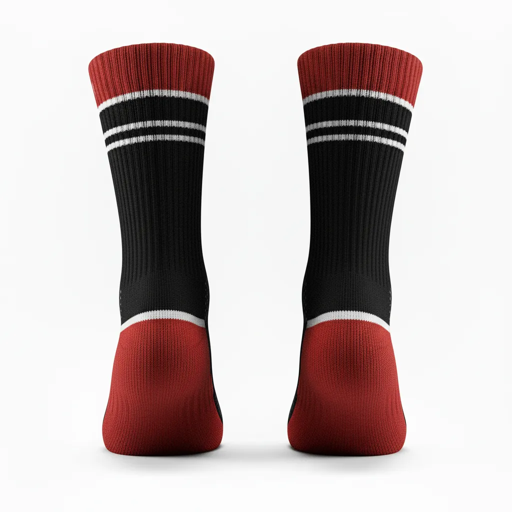 Custom Softball Socks - Custom Design - Crewsocks Blacksilverwhite - Back View - Kinexa Sportswear
