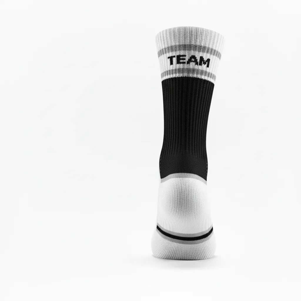 Custom Softball Socks - Custom Design - Crewsocks Blackwhitegrey - Back View - Kinexa Sportswear