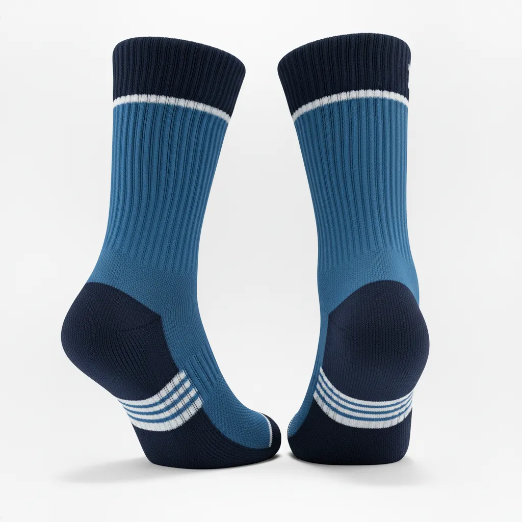 Custom Softball Socks - Custom Design - Crewsocks Columbianavywhite - Back View - Kinexa Sportswear