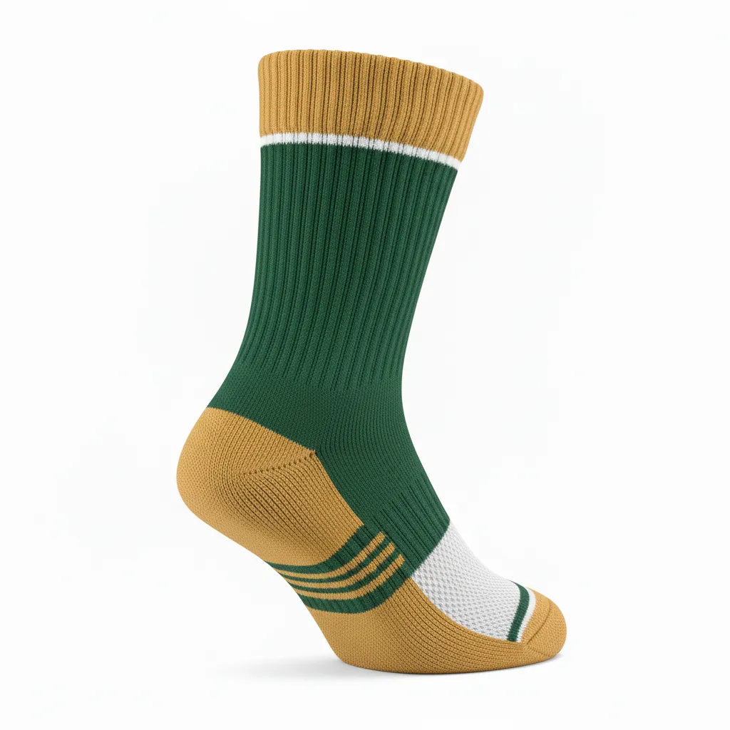 Custom Softball Socks - Custom Design - Crewsocks Forestgoldwhite - Back View - Kinexa Sportswear