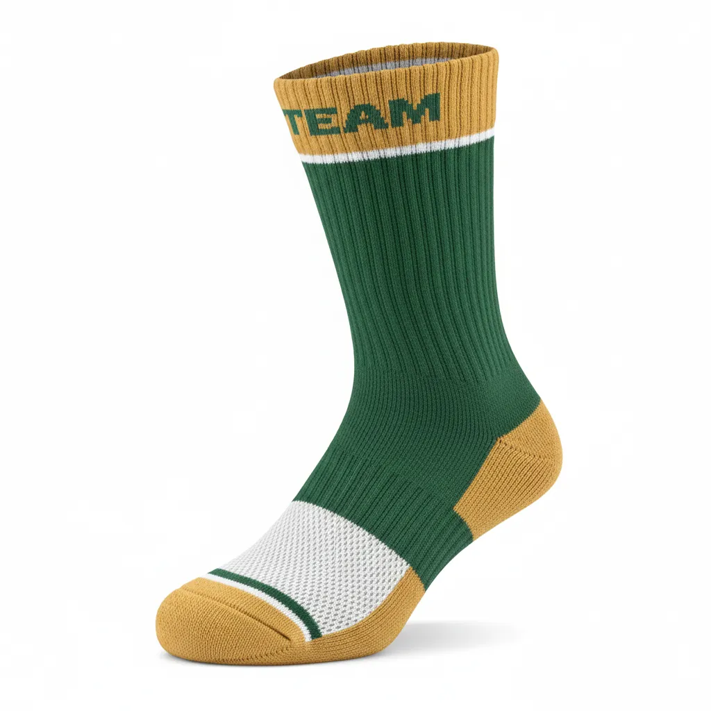 Custom Softball Socks - Custom Design - Crewsocks Forestgoldwhite - Front View - Kinexa Sportswear