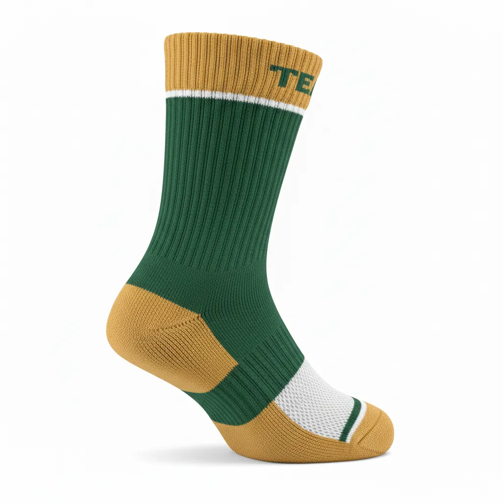 Custom Softball Socks - Custom Design - Crewsocks Forestgoldwhite - Side View - Kinexa Sportswear