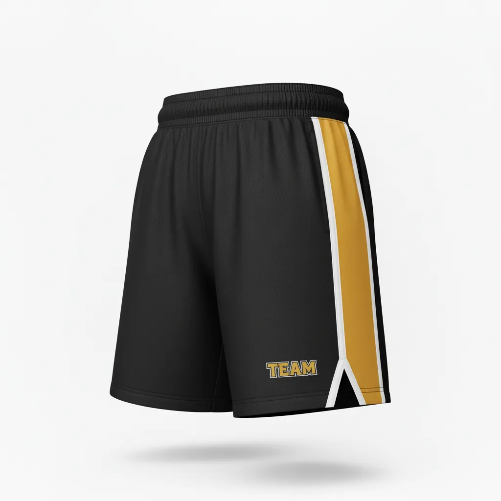 Custom Softball Softball Shorts - Custom Design - Softballshorts Blackgoldwhite - Front View - Kinexa Sportswear