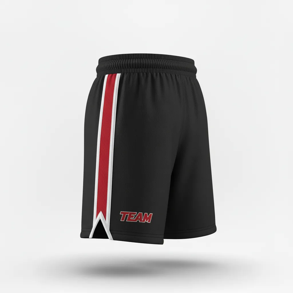 Custom Softball Softball Shorts - Custom Design - Softballshorts Blackredwhite - Side View - Kinexa Sportswear