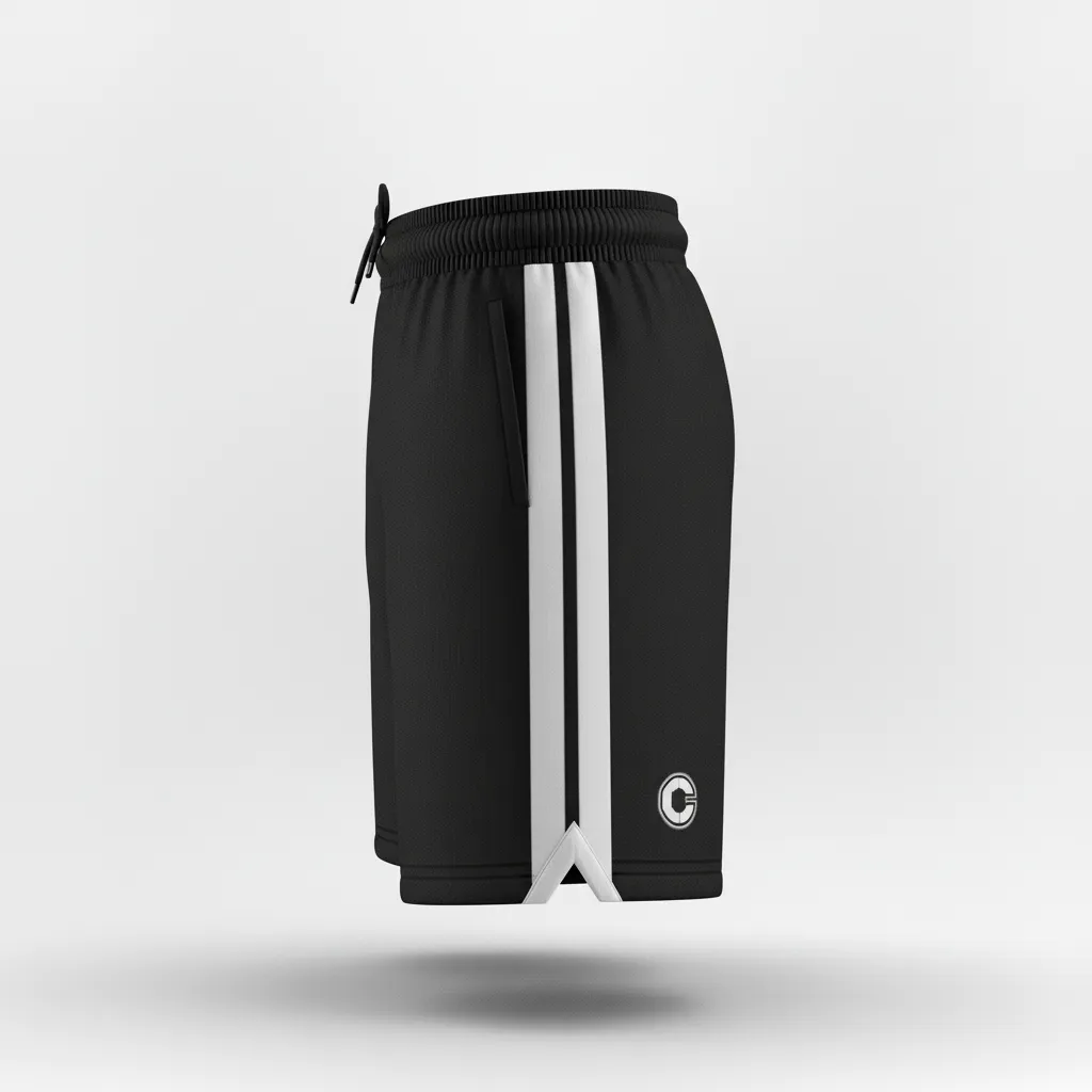 Custom Softball Softball Shorts - Custom Design - Softballshorts Blackwhitegrey - Side View - Kinexa Sportswear