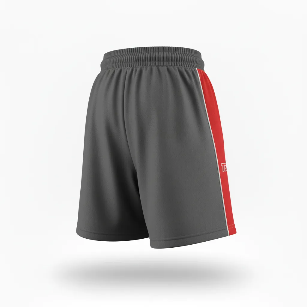 Custom Softball Softball Shorts - Custom Design - Softballshorts Charcoalredwhite - Back View - Kinexa Sportswear