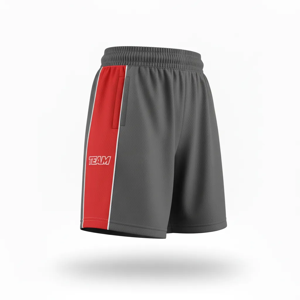 Custom Softball Softball Shorts - Custom Design - Softballshorts Charcoalredwhite - Front View - Kinexa Sportswear