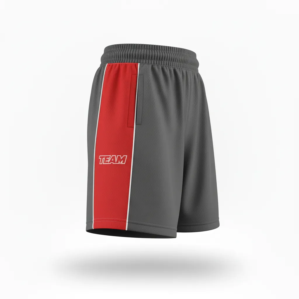 Custom Softball Softball Shorts - Custom Design - Softballshorts Charcoalredwhite - Side View - Kinexa Sportswear