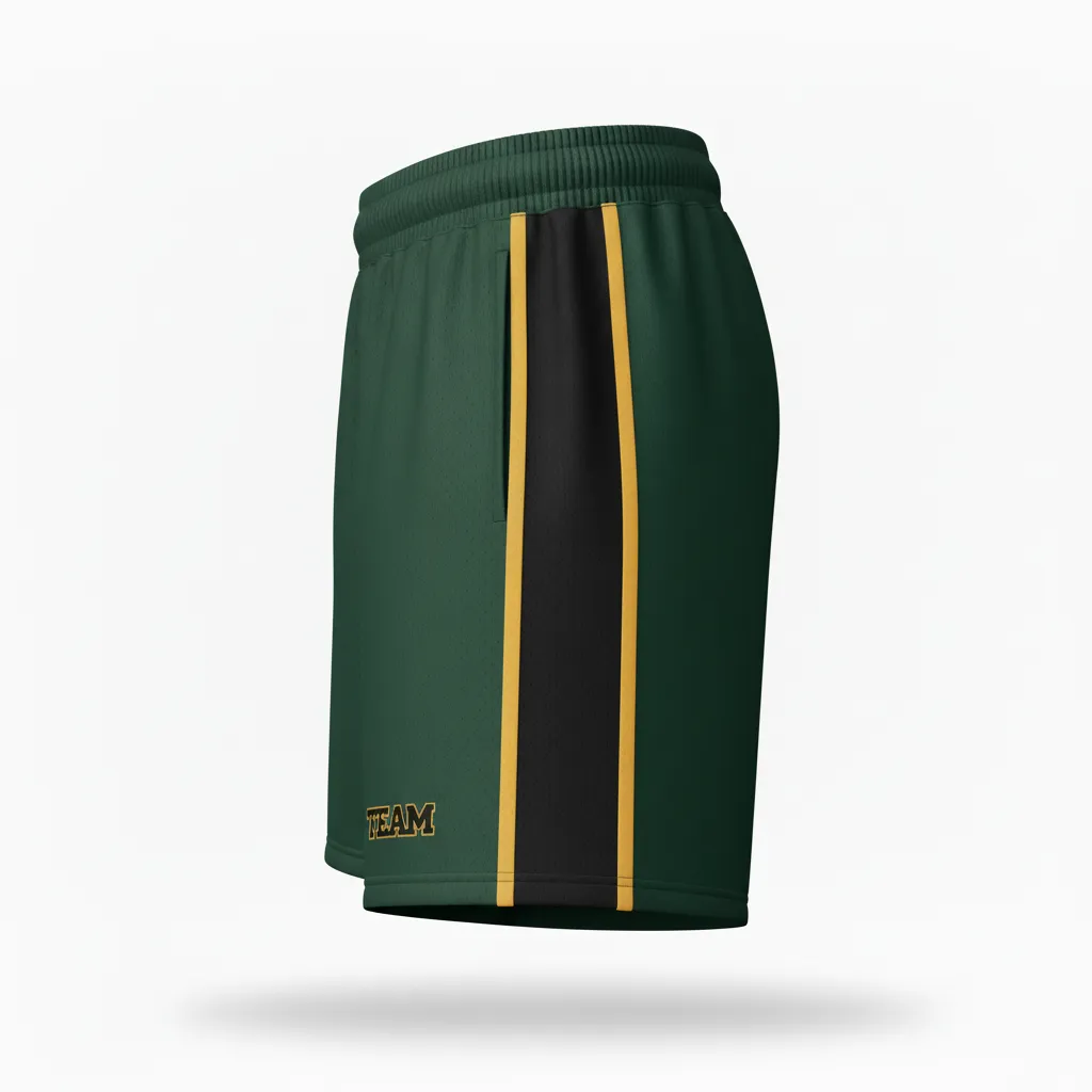 Custom Softball Softball Shorts - Custom Design - Softballshorts Forestblackgold - Side View - Kinexa Sportswear