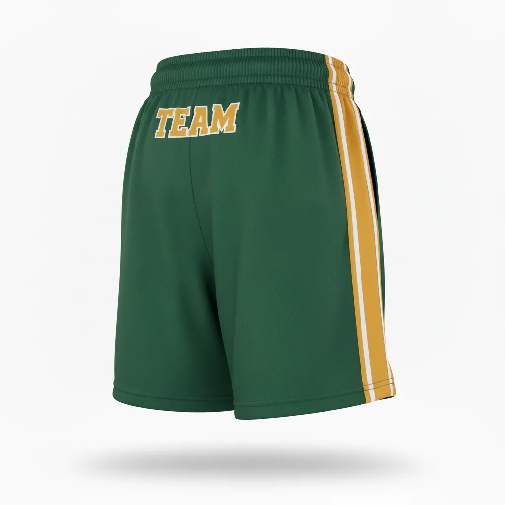 Custom Softball Softball Shorts - Custom Design - Softballshorts Forestgoldwhite - Back View - Kinexa Sportswear