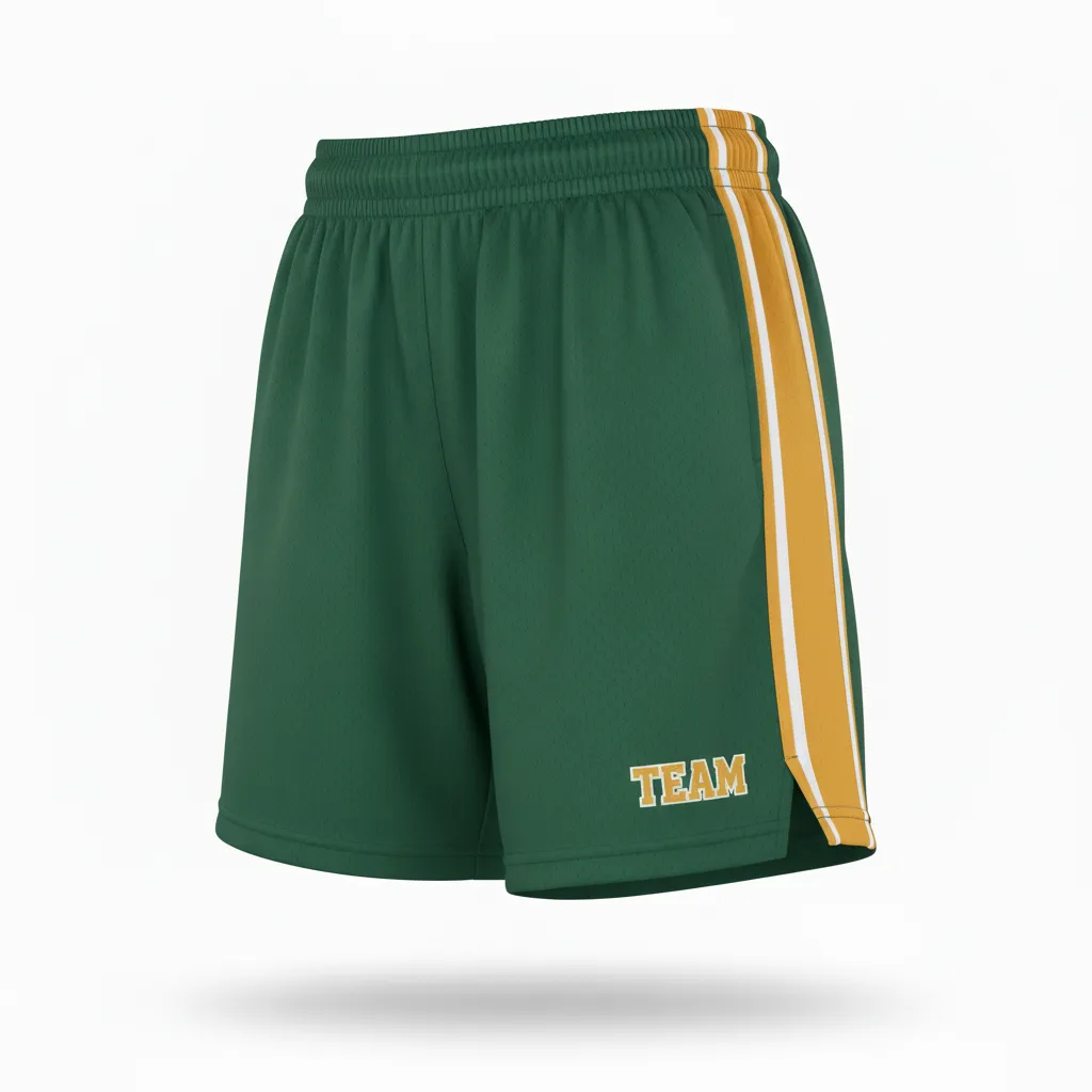 Custom Softball Softball Shorts - Custom Design - Softballshorts Forestgoldwhite - Front View - Kinexa Sportswear
