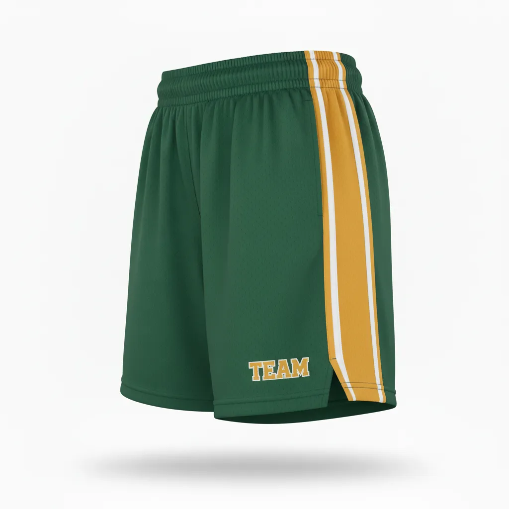 Custom Softball Softball Shorts - Custom Design - Softballshorts Forestgoldwhite - Side View - Kinexa Sportswear