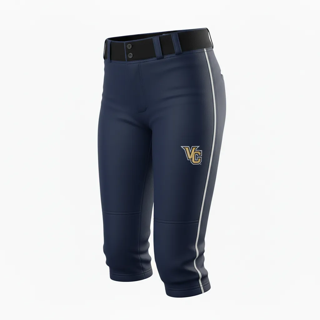 Custom Softball Standard Softball Pant - Custom Design - Softballpant Blackgoldwhite - Front View - Kinexa Sportswear