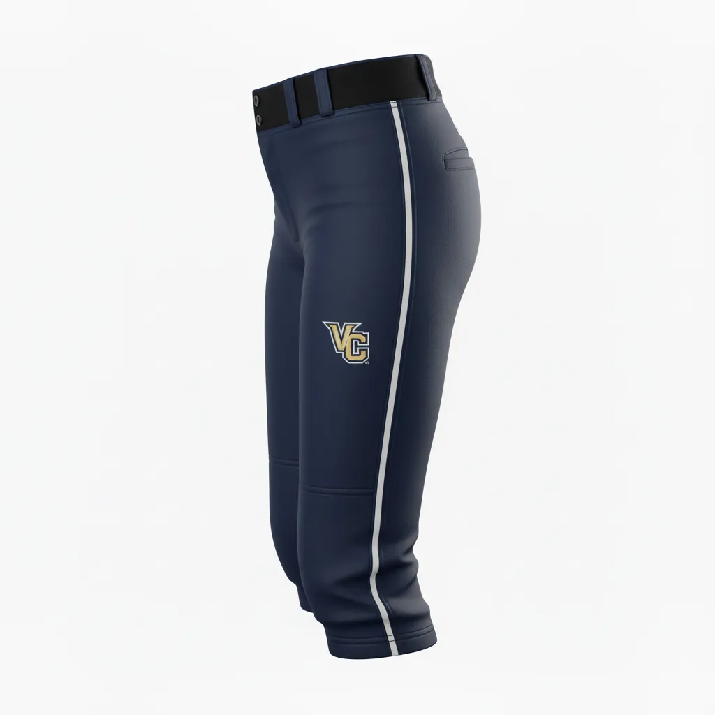Custom Softball Standard Softball Pant - Custom Design - Softballpant Blackgoldwhite - Side View - Kinexa Sportswear