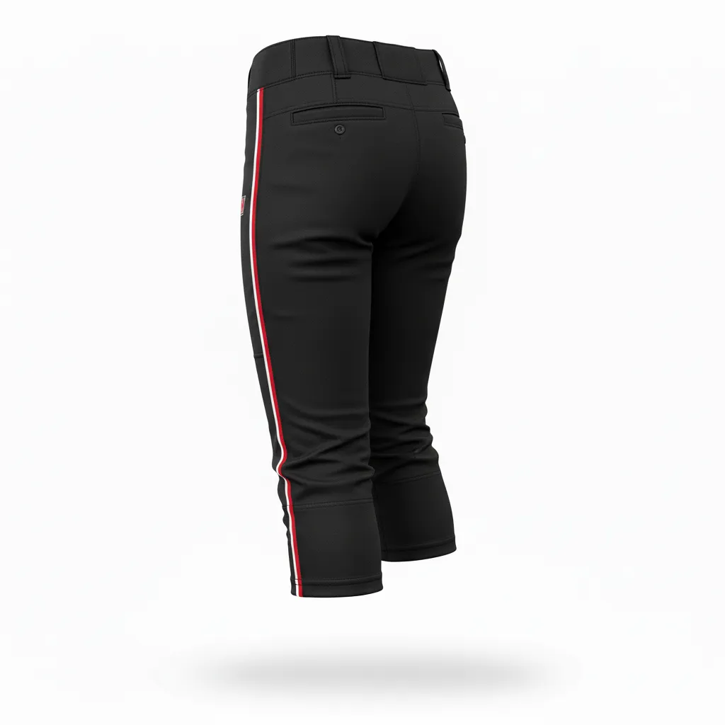 Custom Softball Standard Softball Pant - Custom Design - Softballpant Blackredwhite - Back View - Kinexa Sportswear