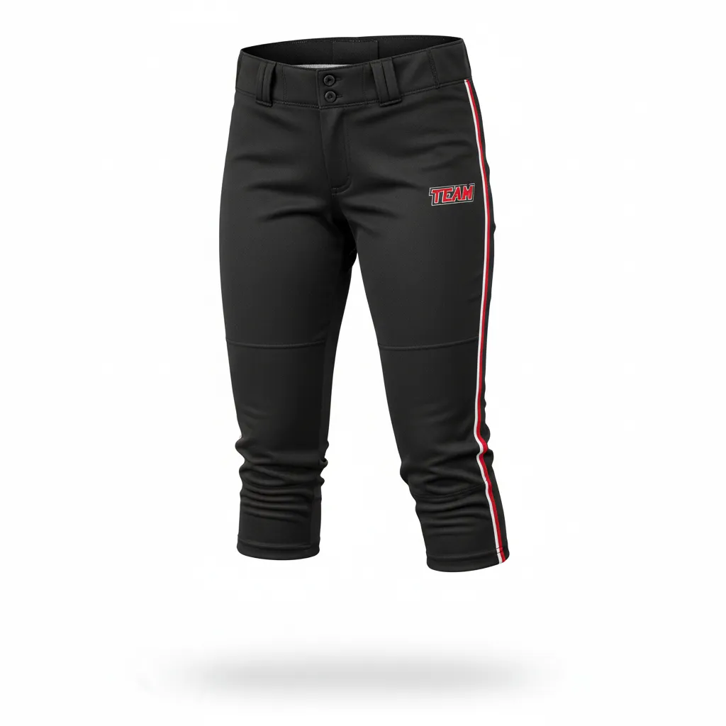 Custom Softball Standard Softball Pant - Custom Design - Softballpant Blackredwhite - Front View - Kinexa Sportswear