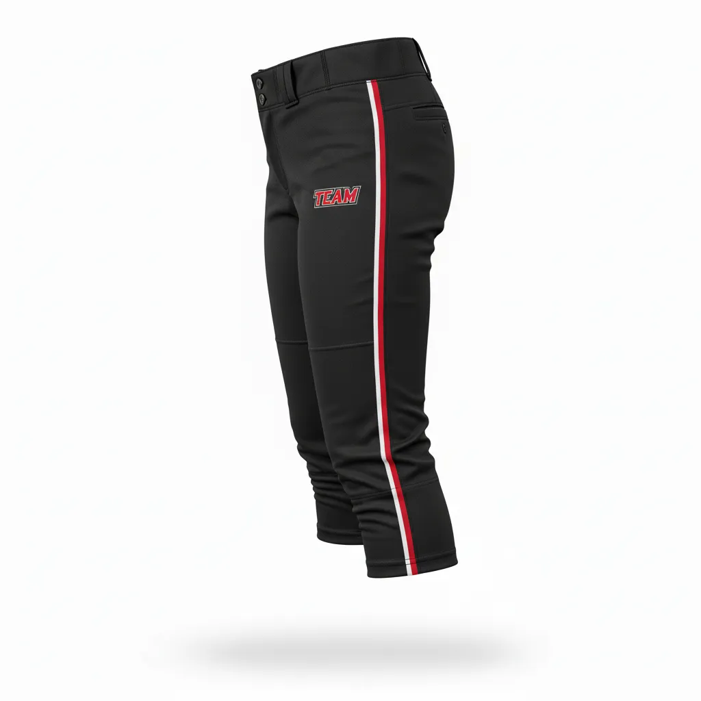 Custom Softball Standard Softball Pant - Custom Design - Softballpant Blackredwhite - Side View - Kinexa Sportswear