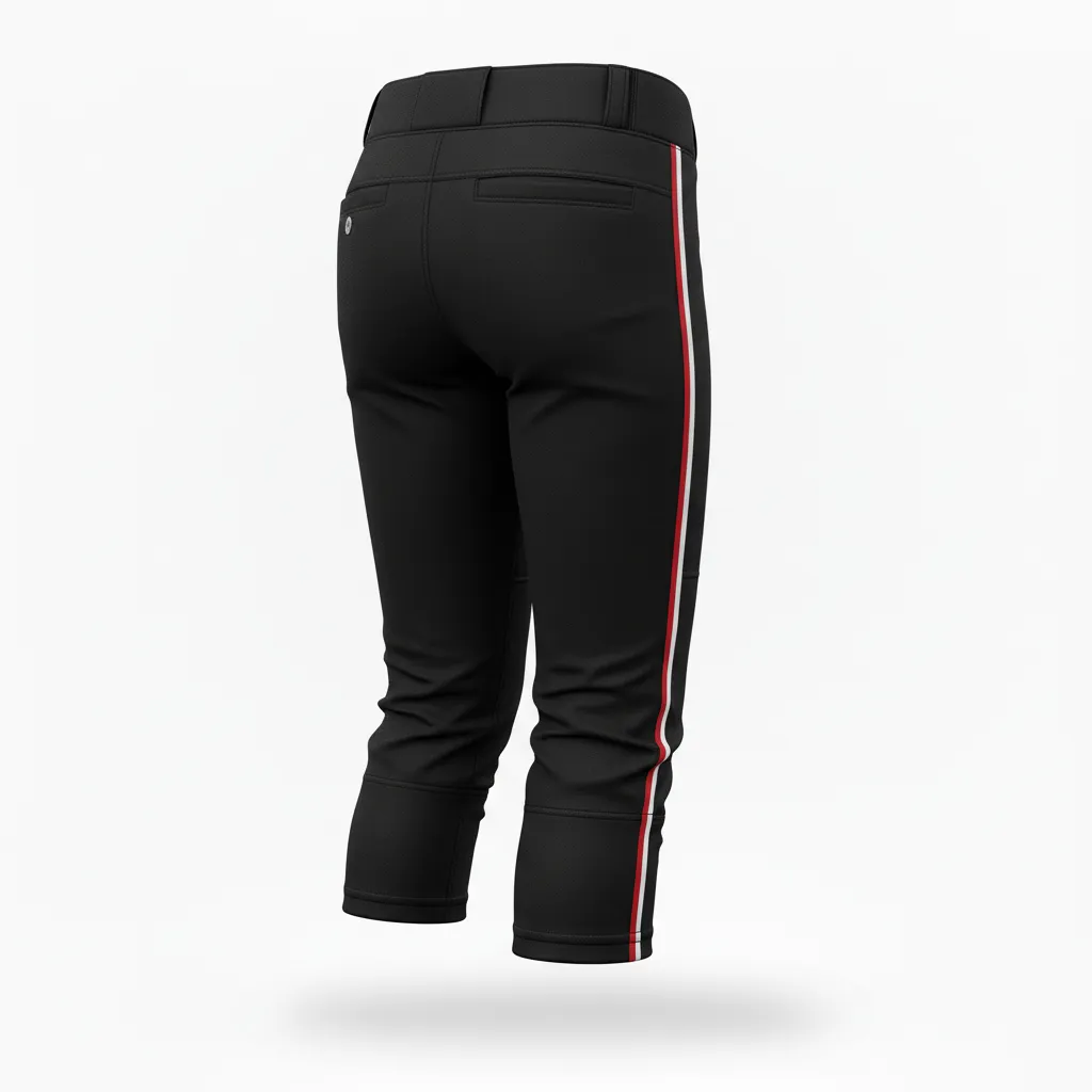 Custom Softball Standard Softball Pant - Custom Design - Softballpant Blacksilverwhite - Back View - Kinexa Sportswear