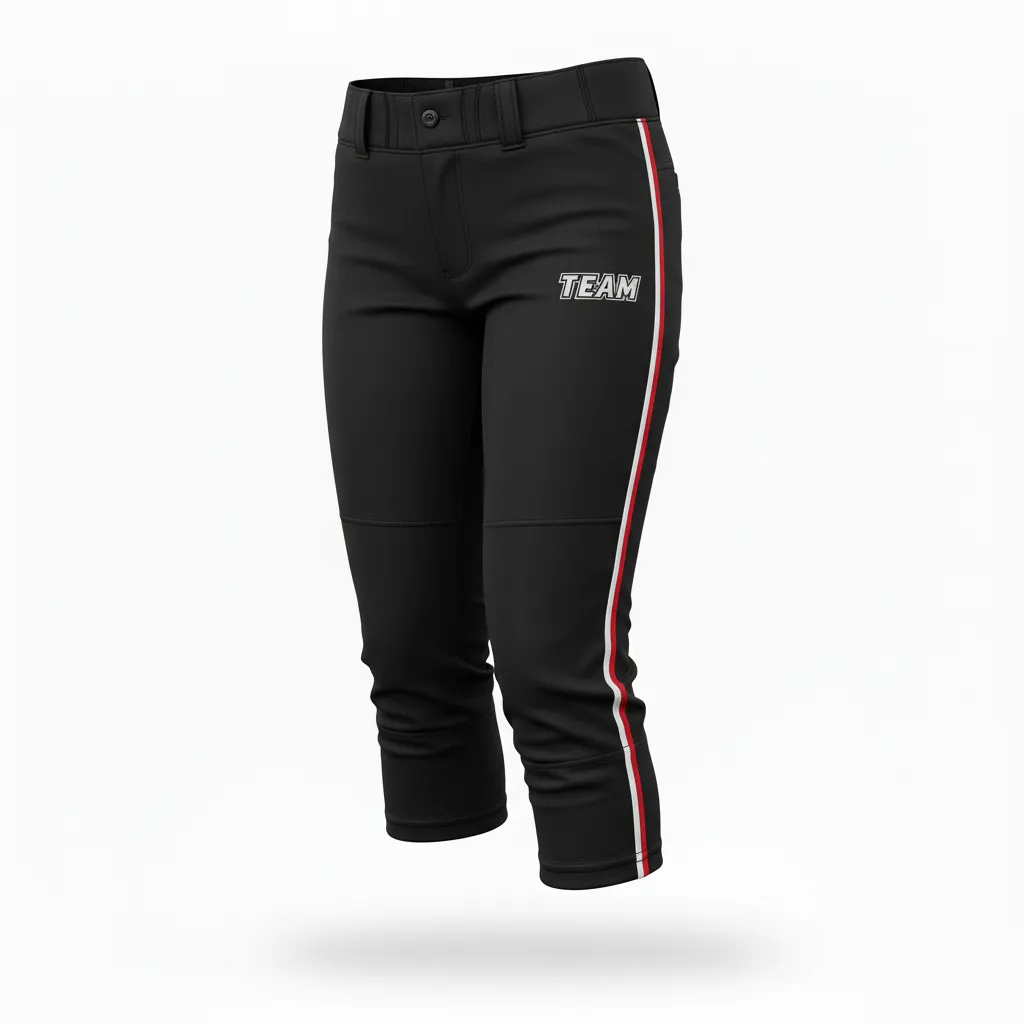 Custom Softball Standard Softball Pant - Custom Design - Softballpant Blacksilverwhite - Front View - Kinexa Sportswear