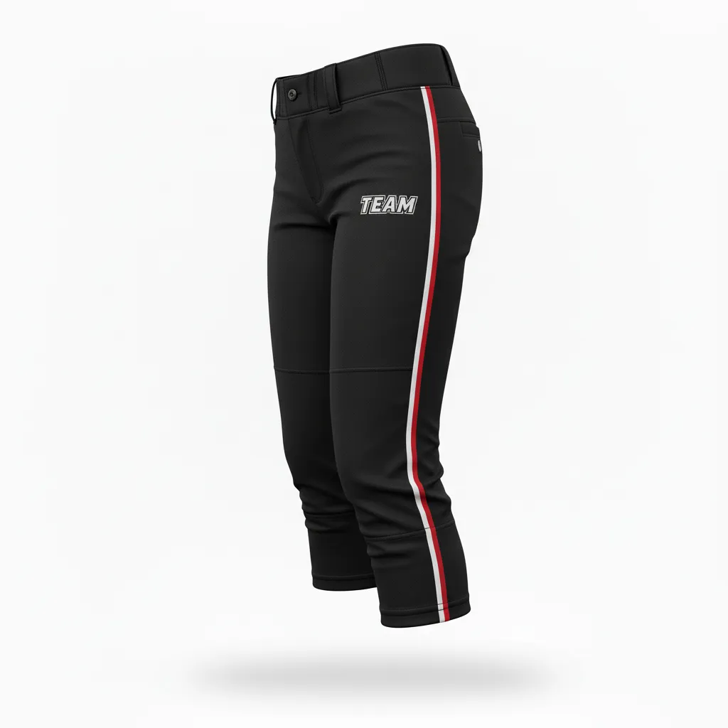 Custom Softball Standard Softball Pant - Custom Design - Softballpant Blacksilverwhite - Side View - Kinexa Sportswear