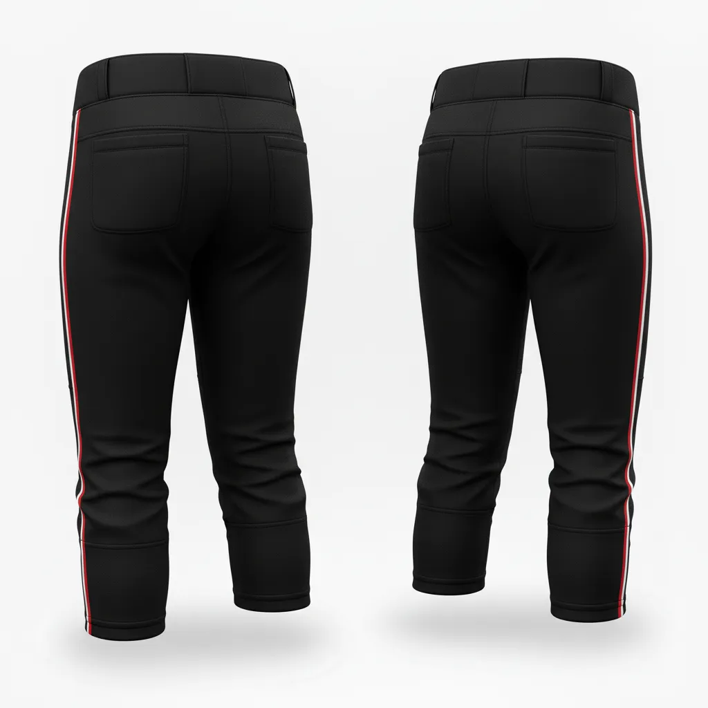 Custom Softball Standard Softball Pant - Custom Design - Softballpant Blackwhitegrey - Back View - Kinexa Sportswear