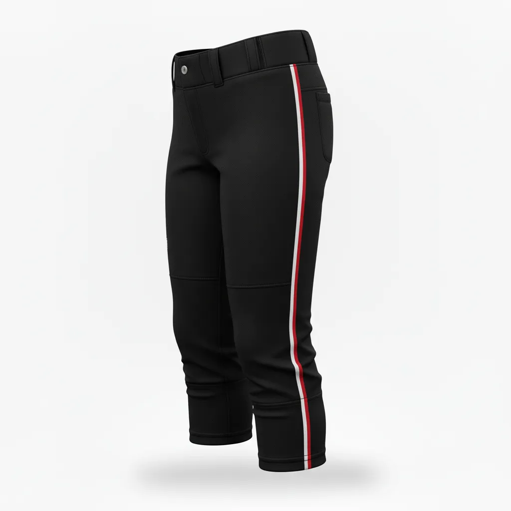 Custom Softball Standard Softball Pant - Custom Design - Softballpant Blackwhitegrey - Side View - Kinexa Sportswear