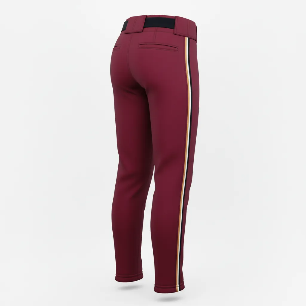 Custom Softball Standard Softball Pant - Custom Design - Softballpant Cardinalblackwhite - Back View - Kinexa Sportswear