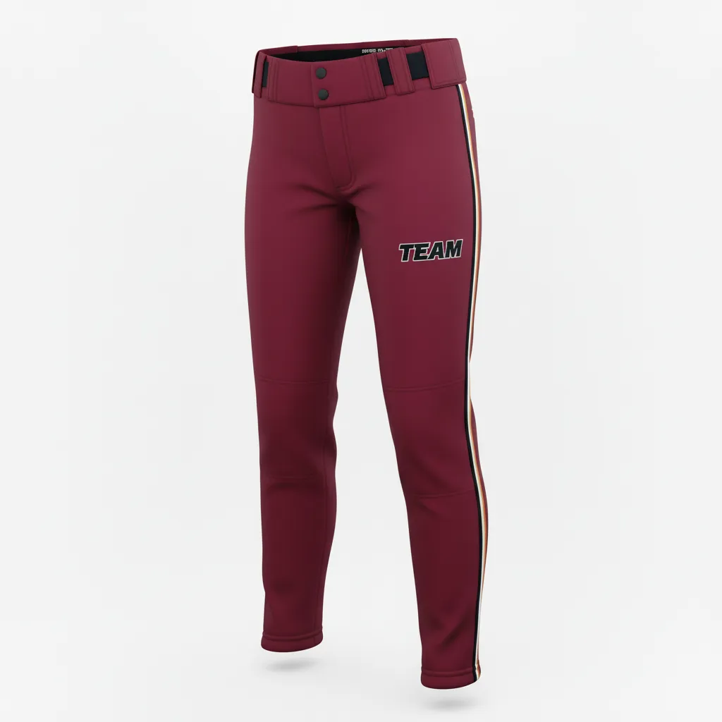 Custom Softball Standard Softball Pant - Custom Design - Softballpant Cardinalblackwhite - Front View - Kinexa Sportswear