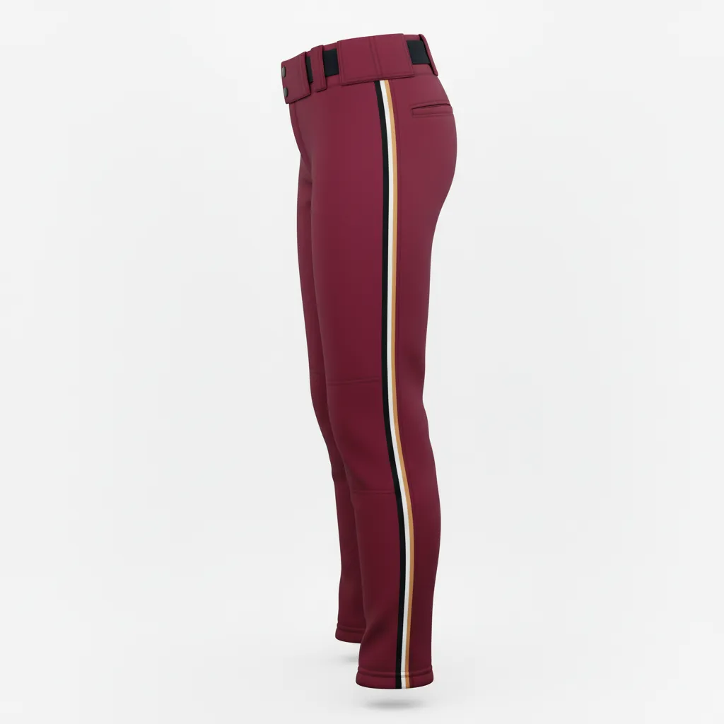 Custom Softball Standard Softball Pant - Custom Design - Softballpant Cardinalblackwhite - Side View - Kinexa Sportswear