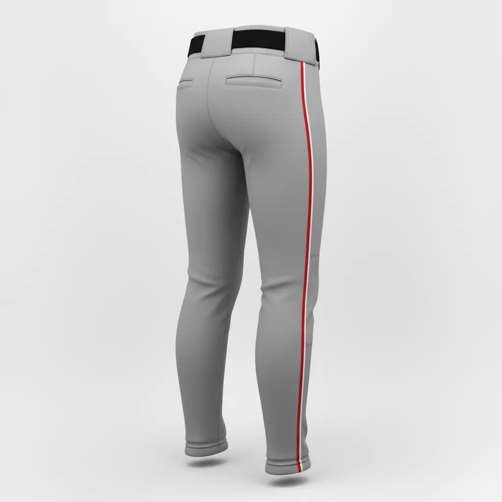 Custom Softball Standard Softball Pant - Custom Design - Softballpant Charcoalredwhite - Back View - Kinexa Sportswear