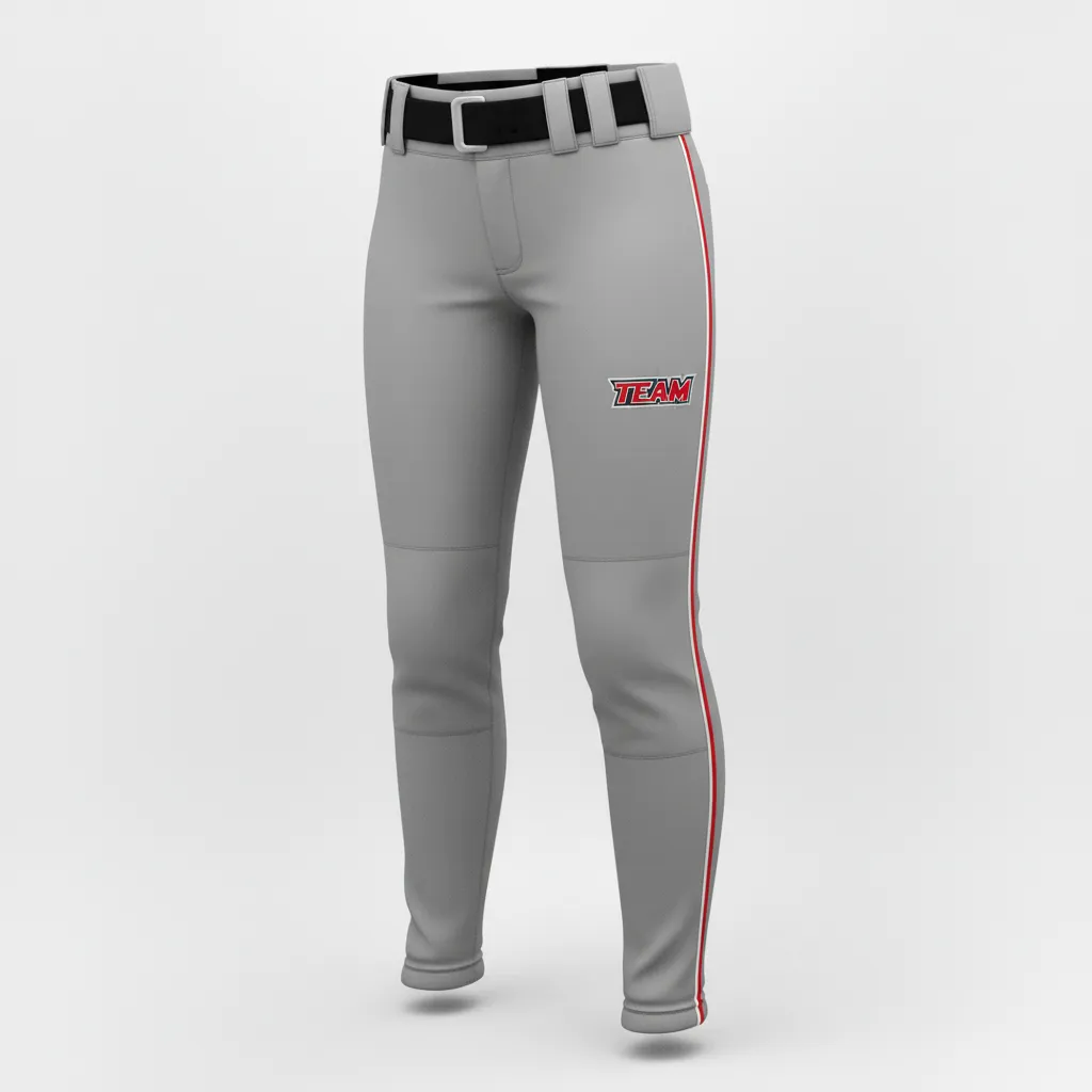 Custom Softball Standard Softball Pant - Custom Design - Softballpant Charcoalredwhite - Front View - Kinexa Sportswear