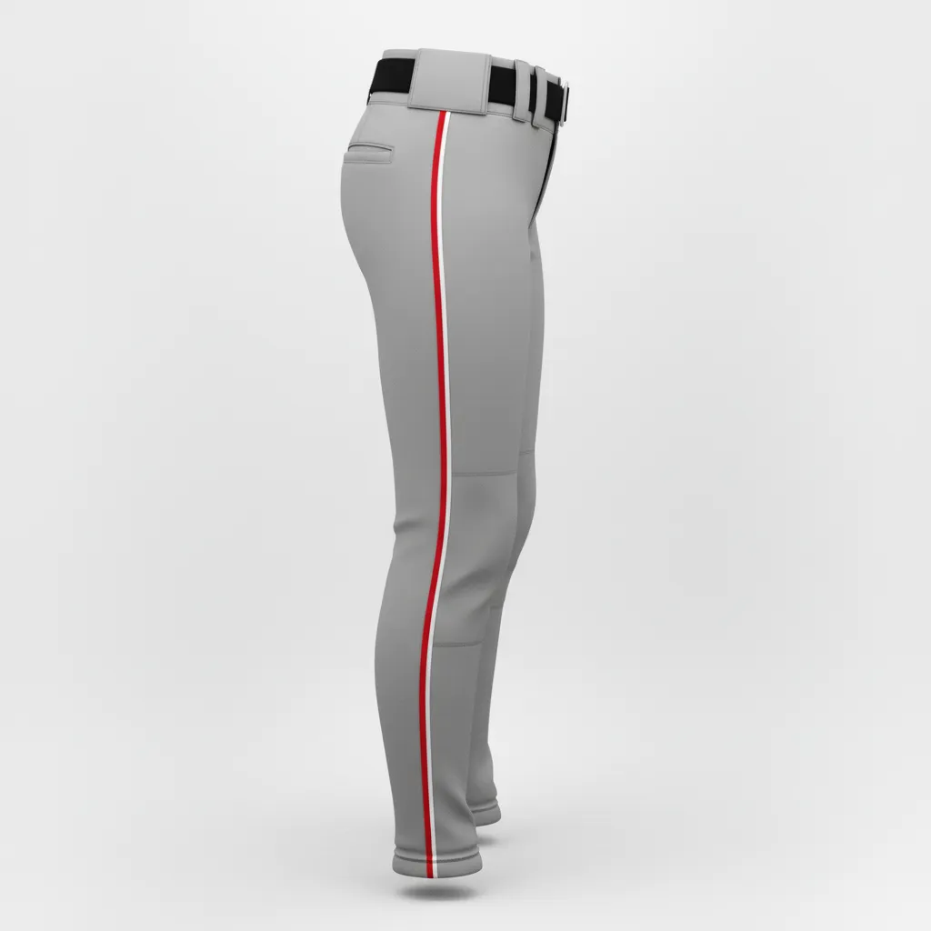 Custom Softball Standard Softball Pant - Custom Design - Softballpant Charcoalredwhite - Side View - Kinexa Sportswear